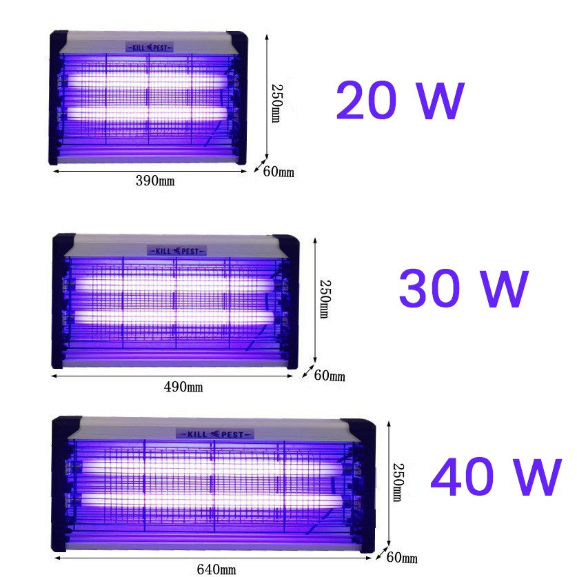Lampa Electrica Anti Insecte, Vivimall, Lumina Neon, 2 tuburi cu putere de 20W, Suspensie Perete, Carcasa din Plastic Metalica, 39 x 25 x 6 cm, Alb Negru - vivimall.ro