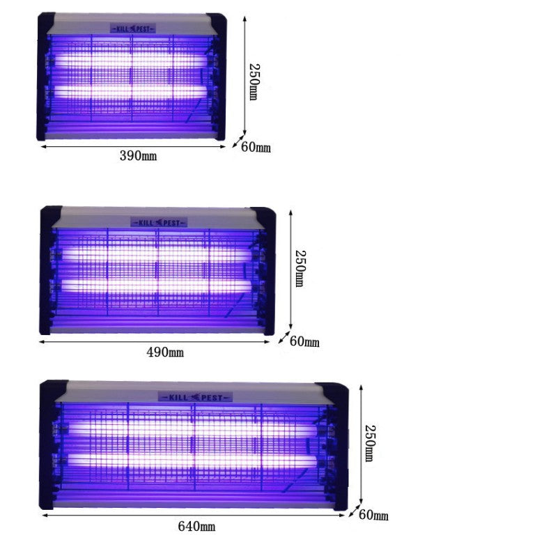 Lampa Electrica UV Anti Insecte, Vivimall, Lumina Neon, 2 tuburi cu putere de 40W, Suspensie Perete, Carcasa din Plastic Metalica, 64 x 25 x 6 cm Alb Negru - vivimall.ro