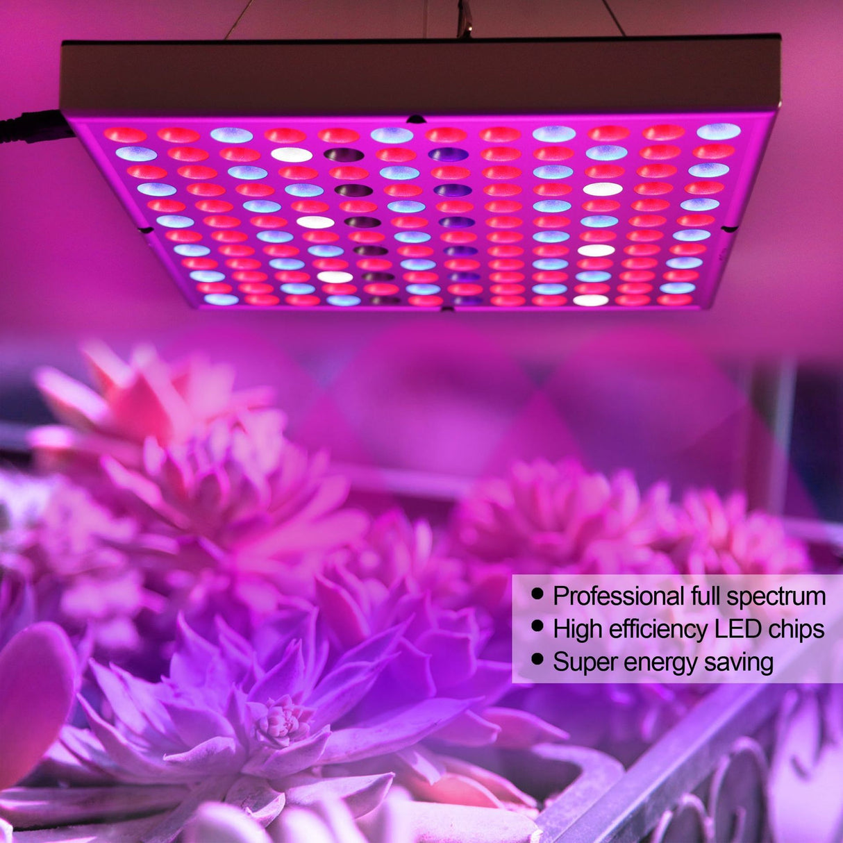 Lampa LED 45W Vivimall, pentru cresterea plantelor in interior, 225 de leduri, 165 leduri rosii, 60 albastre, 30 x 30 cm, multicolor - vivimall.ro