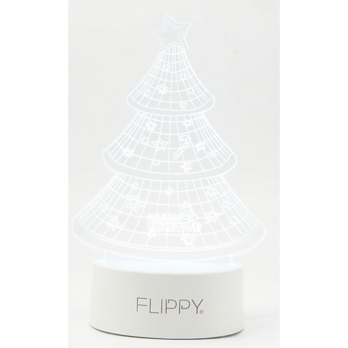 Lampa LED decorativa, Vivimall, 3D, Pom de Craciun, din material acril si lumina multicolora, alb - vivimall.ro