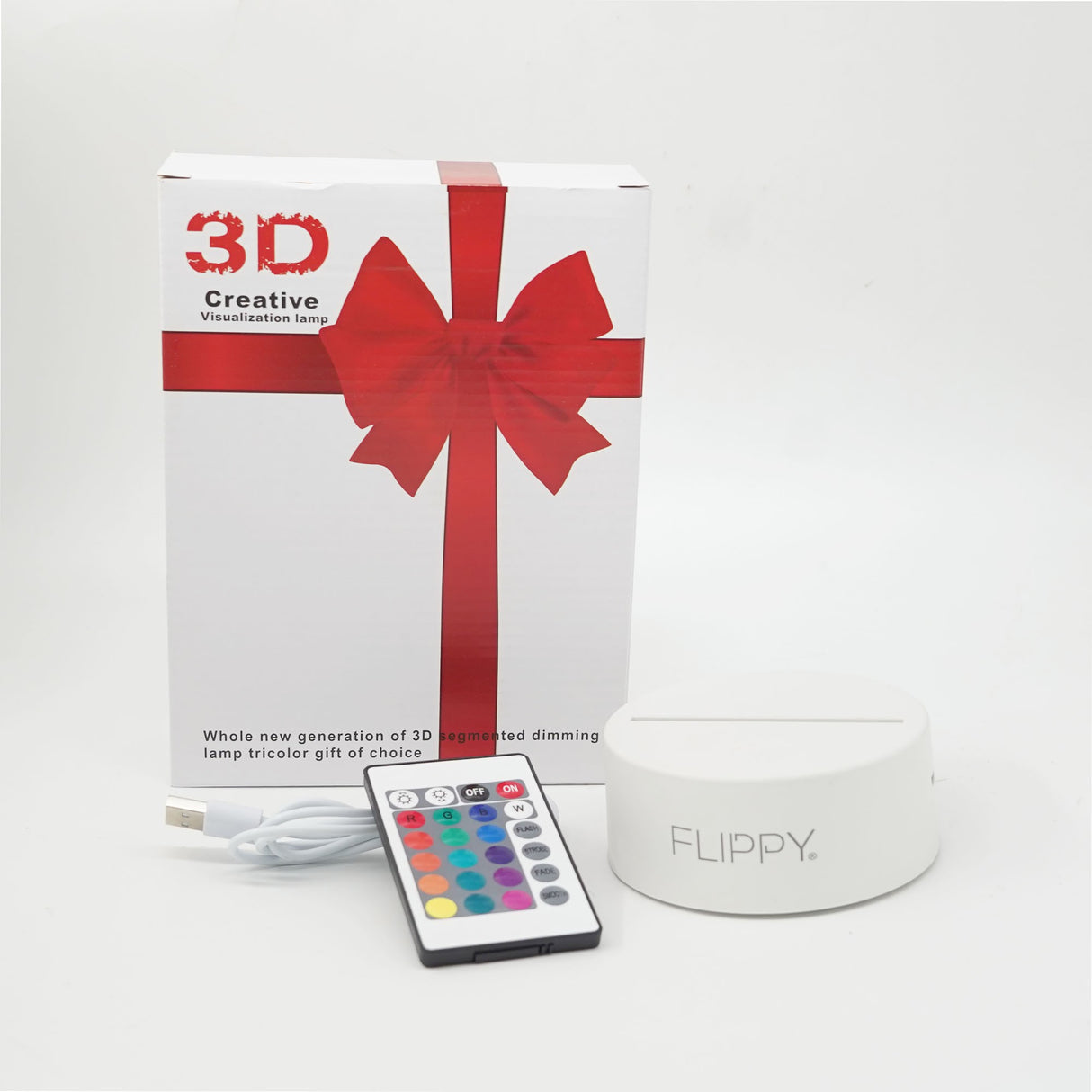 Lampa LED decorativa, Flippy, 3D, ursulet, din material acril si lumina multicolora, alb - vivimall.ro