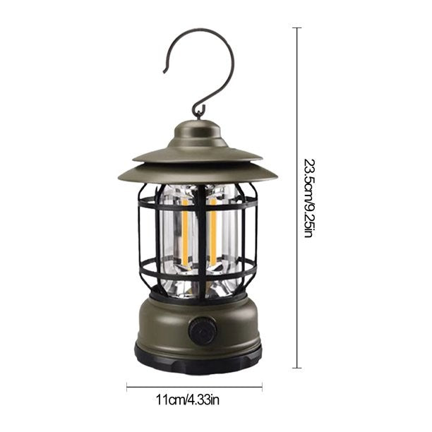 Lampa Portabila Camping, Felinar Vintage Cu Carlig, Abs, Iluminare 21 Cob Led, Intensitate Reglabila, 5W - vivimall.ro