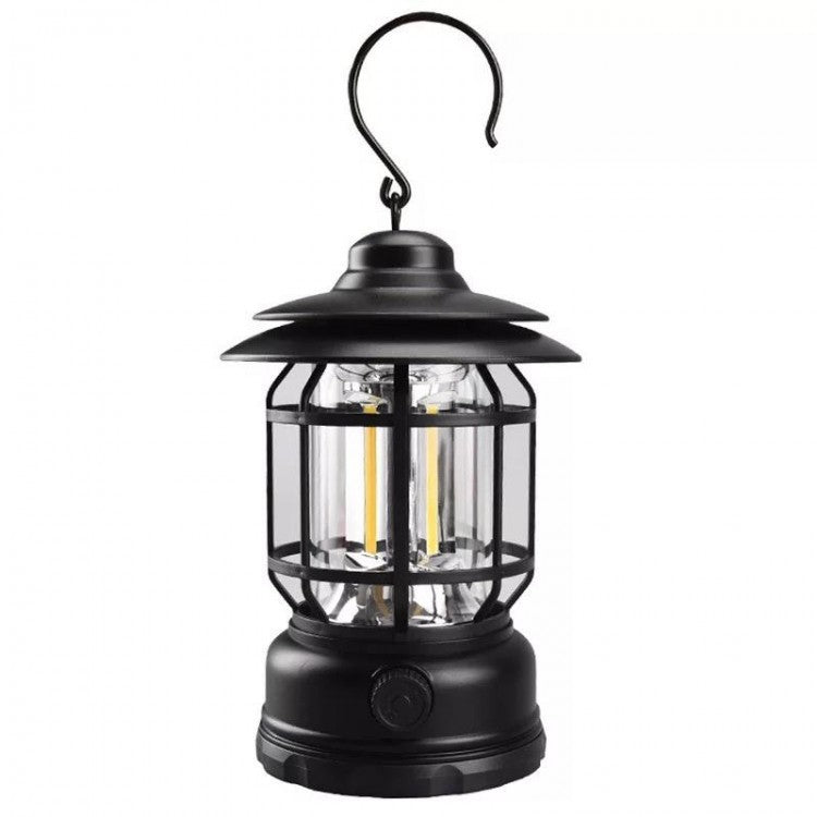 Lampa Portabila Camping, Felinar Vintage Cu Carlig, Abs, Iluminare 21 Cob Led, Intensitate Reglabila, 5W - vivimall.ro