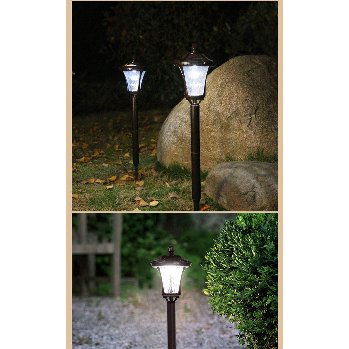 Lampa solara cu prindere in pamant, Vivimall, inaltime 65 cm, Alb Rece - vivimall.ro