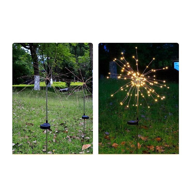 Lampa Solara, Flippy, Decor Gradina, Model Fireworks/Artificii, din Sarma de Cupru, 120 LED-uri, 55W, 90 cm, Alb Cald - vivimall.ro