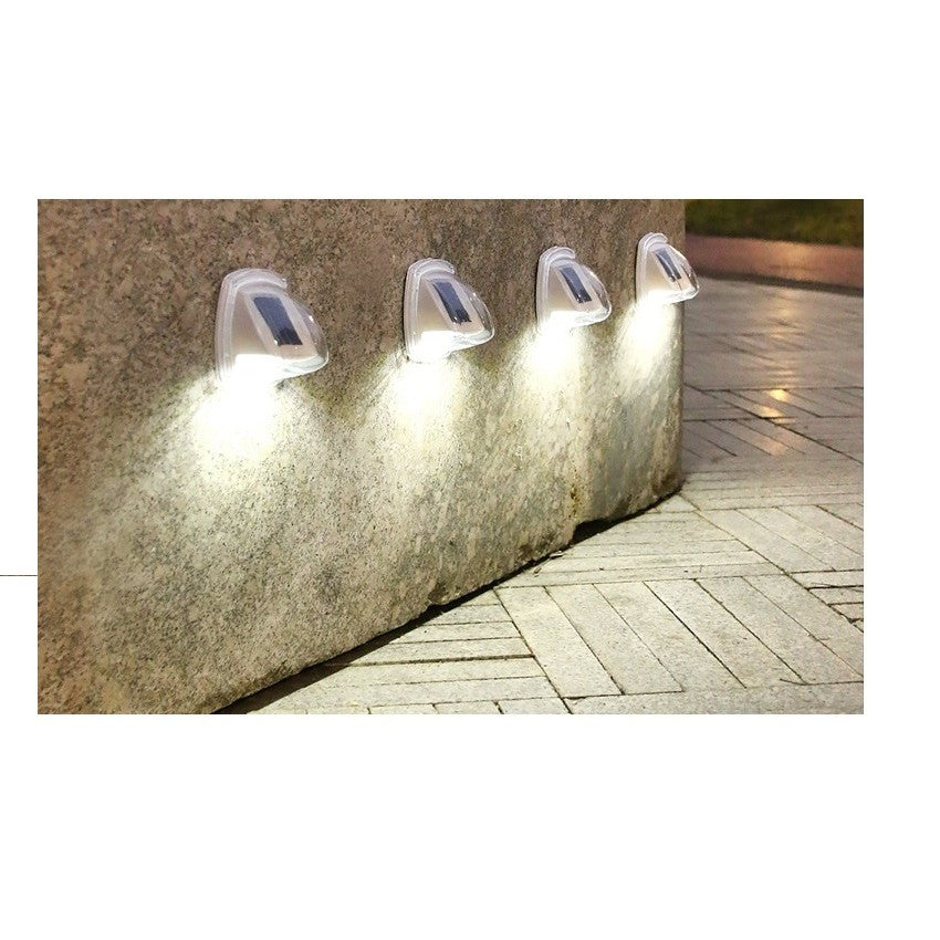 Lampa solara LED tip aplica pentru perete Vivimall, 8.5 x 9 cm, 2V, ABS, 600mAh, rezistent la apa, material ABS, 8 LED-uri, alb rece - vivimall.ro