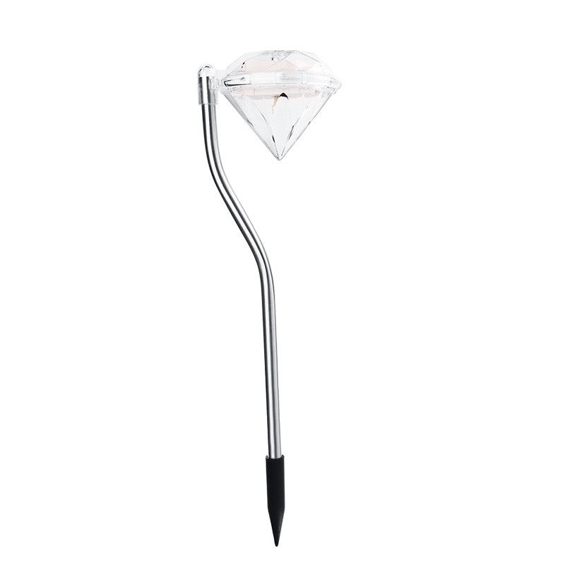 Lampa solara LED tip Diamant pentru gradina Vivimall, inaltime 30 cm, 2V, ABS, 600mAh, alb cald - vivimall.ro