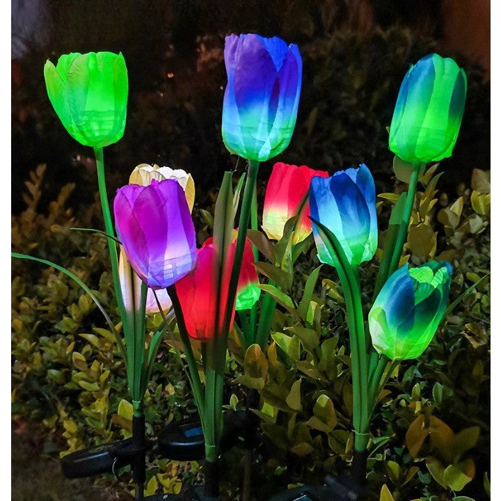 Napelemes lámpa tulipánokkal 3 virággal | BrightLeaf