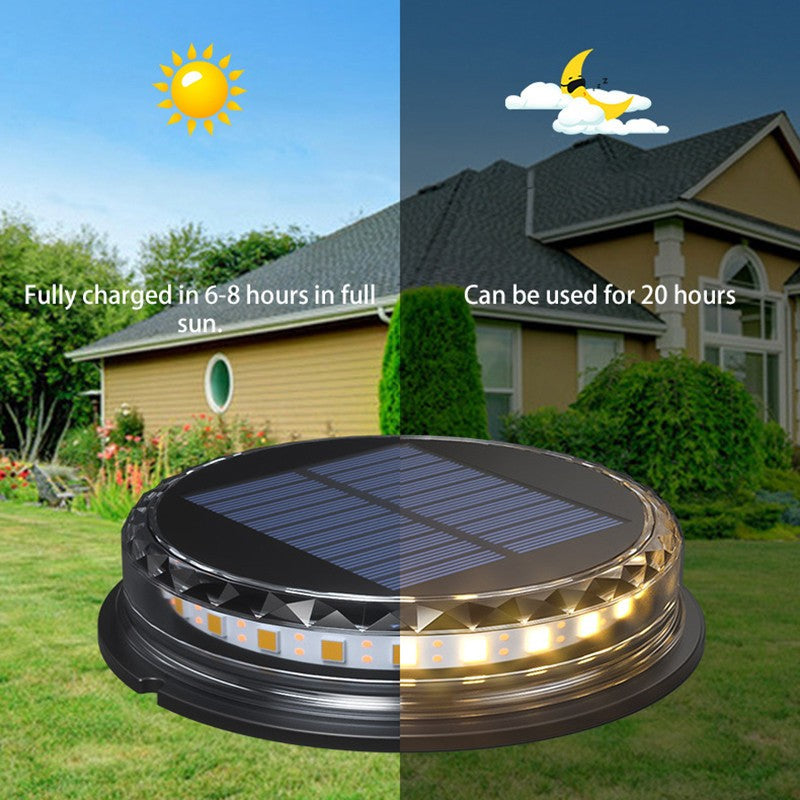 Lampa solara LED tip spot pentru gradina Vivimall, 8 LED-uri, material ABS si Policarbonat, baterie 1.2V, 600mah, 12 x 13.5 cm, alb rece - vivimall.ro