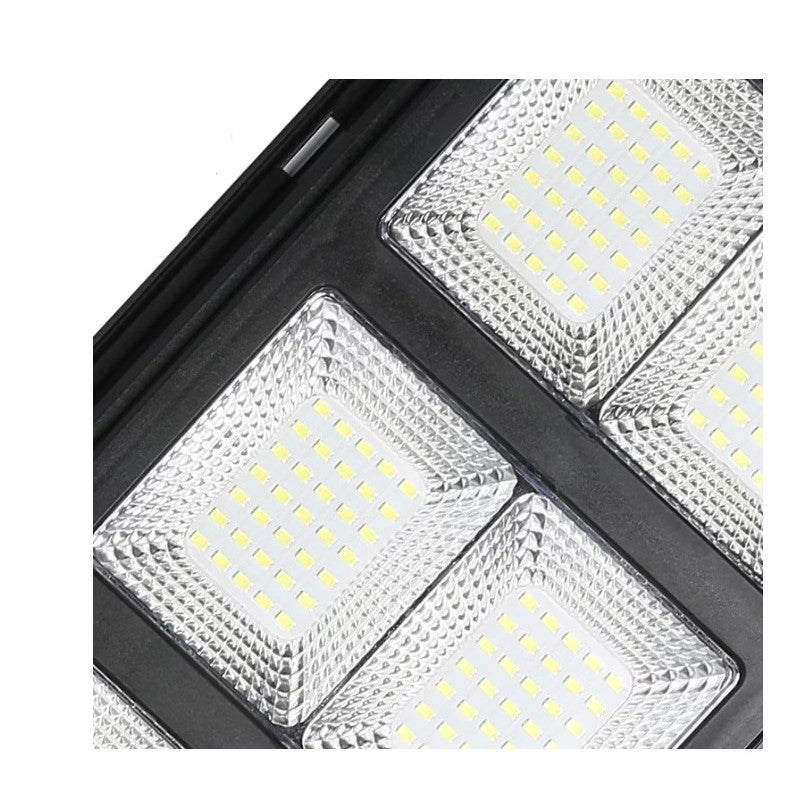 Lampa solara stradala Vivimall, cu telecomanda, senzor de miscare si lumina, suport prindere, 180 LED-uri, IP65, ABS, 10AH, 200W, temperatura culoare 6500K, 59.5x23.8x6.8 cm, autonomie 10-12 ore, negru - vivimall.ro