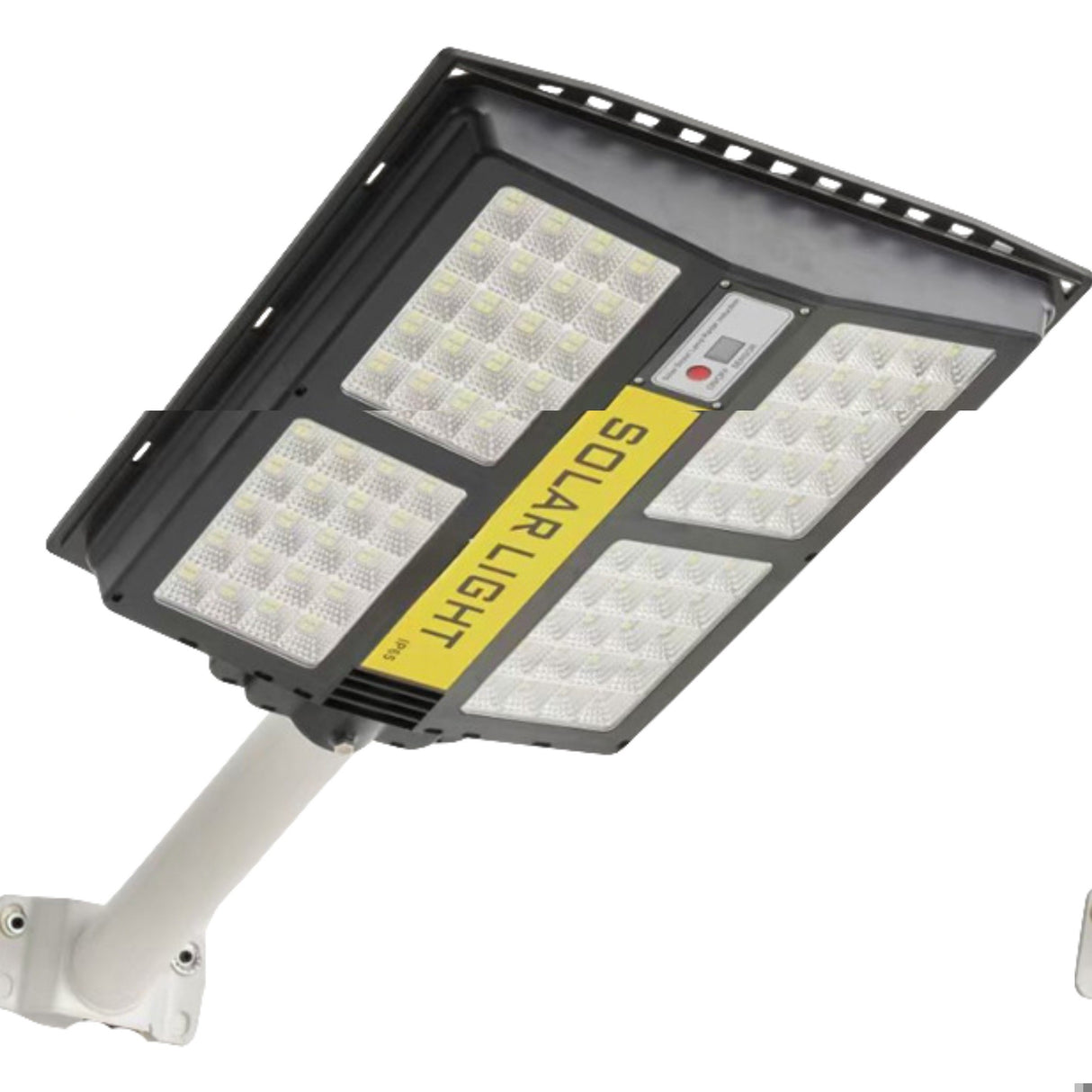 Lampa solara stradala Vivimall, cu telecomanda, senzor de miscare si lumina, suport prindere, 280 LED-uri, IP65, ABS, 12AH, 500W, temperatura culoare 6500K, 44.5x37.7x6.6 cm, autonomie 10-12 ore, negru - vivimall.ro