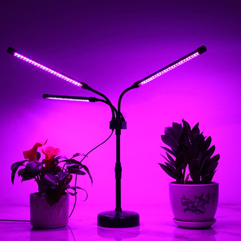 Lampa UV pentru cresterea plantelor, Vivimall, Alimentare cu USB, 15W, 3 capete, 72 LED-uri, 9 nivele lumina, Timer, Inaltime Ajustabila pana la 65 cm Lumina Mov - vivimall.ro