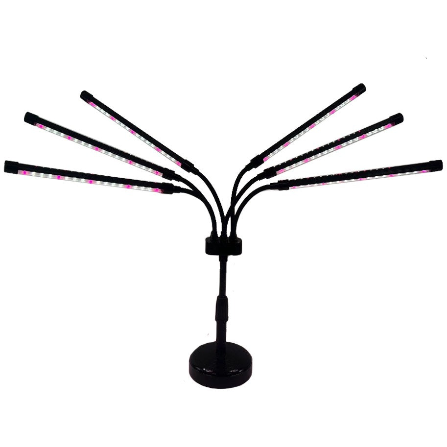 Lampa UV pentru cresterea plantelor, Vivimall, conectare la retea, 30W, 6 capete, 108 LED-uri, ajustabila pana la 68.5 cm, Lumina Alb Mov - vivimall.ro