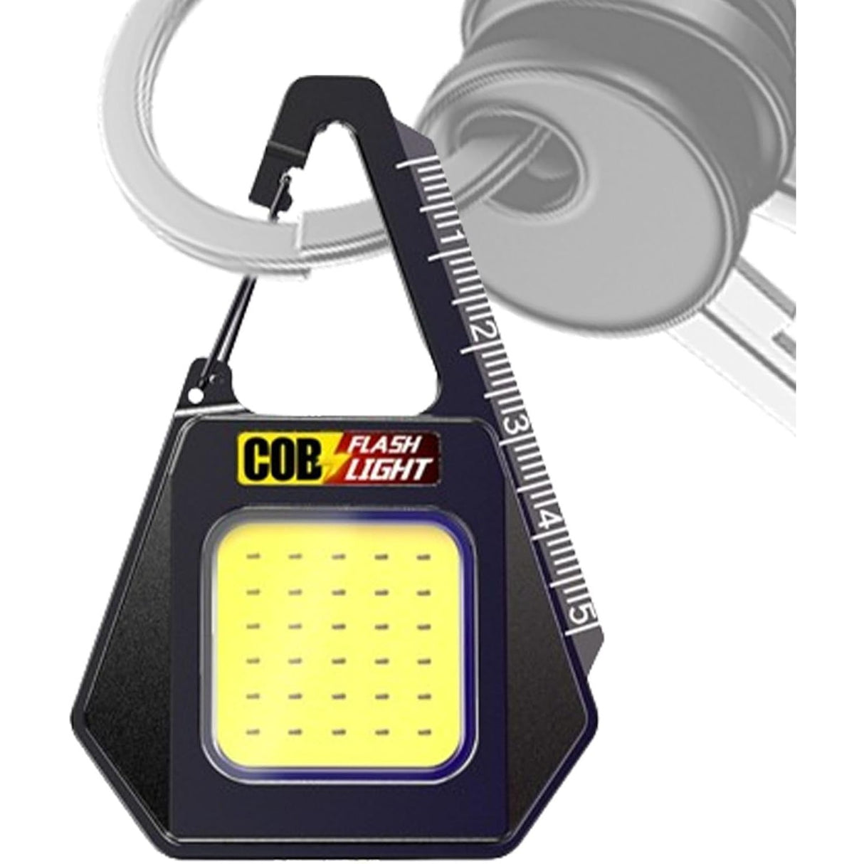 Lanterna Tip Breloc, Vivimall, Impermeabila, Incarcare USB-C, COB, 8 x 5.3 cm, 500 mAh, 5W, Negru Galben - vivimall.ro