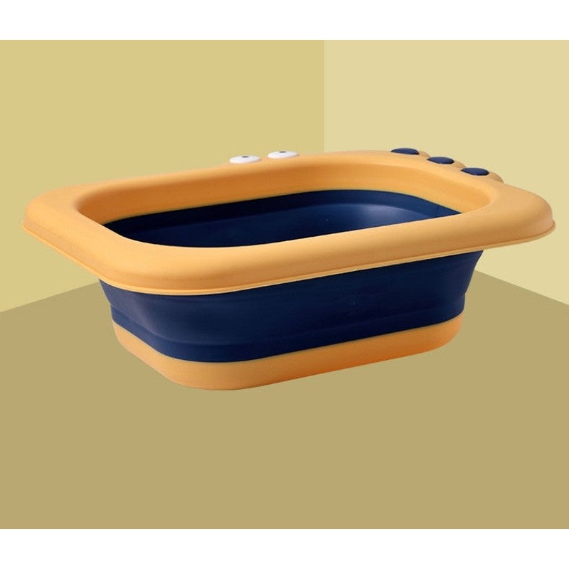 Lavoar Pliabil, Vivimall, pentru Copii, din PP/TPE, Portabil, Model Crocodil, 30x24.5x9 cm, Galben/Albastru - vivimall.ro