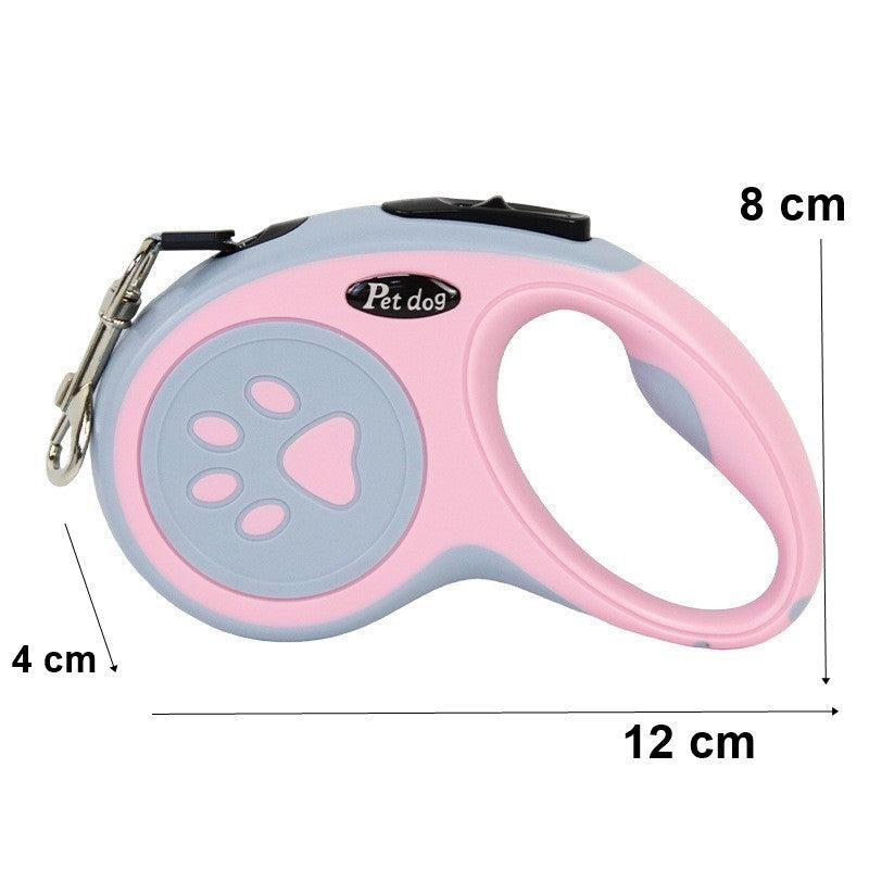 Lesa Automata Retractabila, Vivimall, pentru Caini, 5m, 20 kg, ABS, Roz/Gri, 8x12x4 cm - vivimall.ro