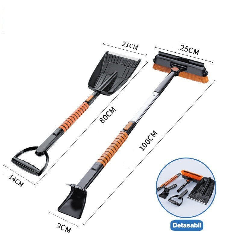 Lopata pentru zapada Vivimall, 5 in 1, Perie, Racleta, 2 tipuri de Lopeti, Rotativa, Telescopica, Detasabila, Material Aluminiu si ABS, 100 x 25 cm, negru - vivimall.ro