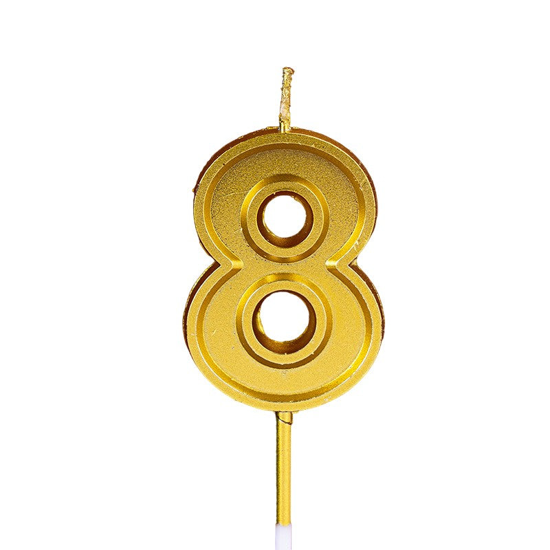 Lumanare pentru Tort Cifra 8, Vivimall, 4.8 cm, Aniversare, Aurie - vivimall.ro