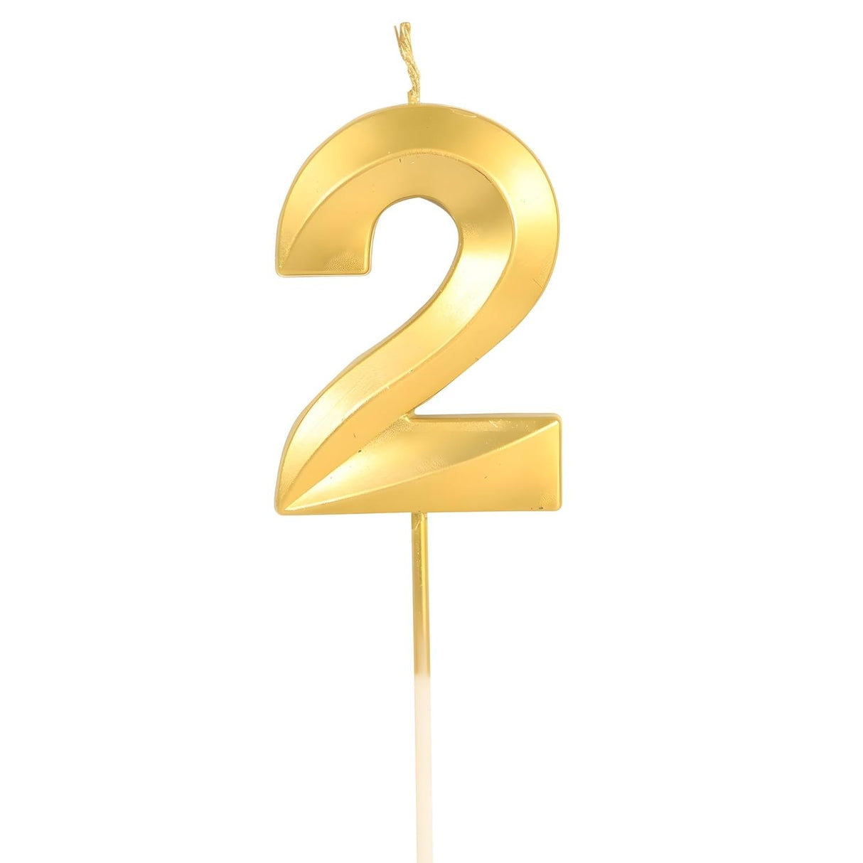 Lumanare Cifra 2, Flippy, Model Diamond, 5 x 3.4 cm, Auriu - vivimall.ro