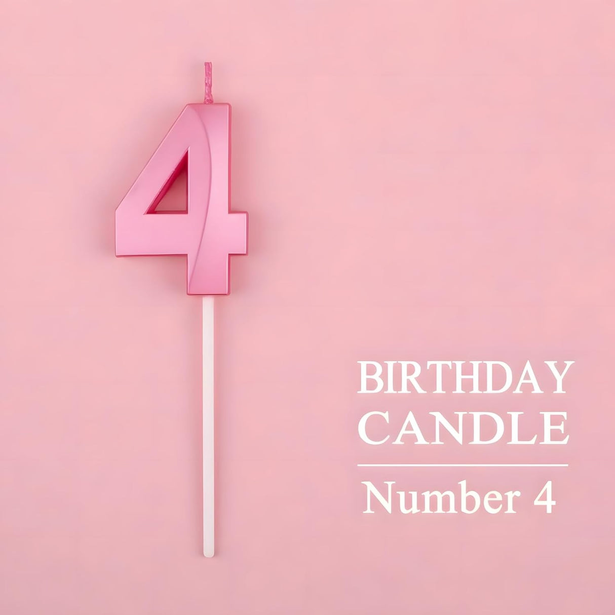 Lumanare Cifra 4, Flippy, Model Diamond, 5 x 3.4 cm, Roz - vivimall.ro