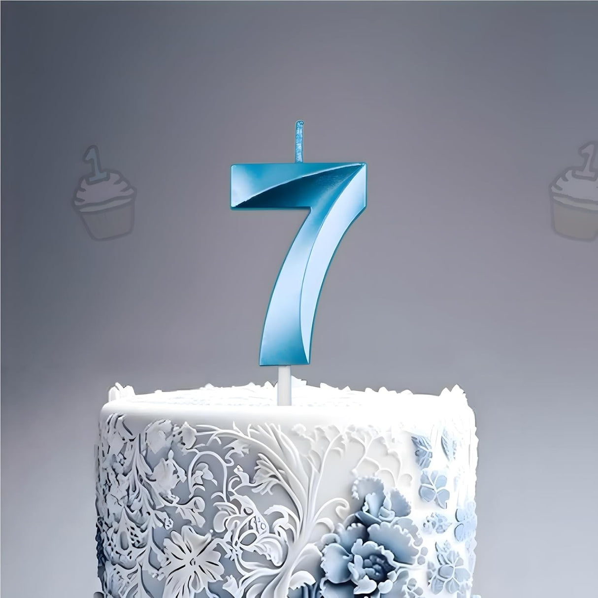 Lumanare Cifra 7, Flippy, Model Diamond, 5 x 3.4 cm, Albastru - vivimall.ro