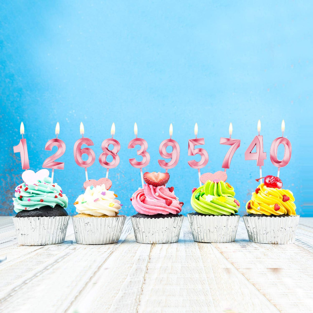 Lumanare Cifra 8, Flippy, Model Diamond, 5 x 3.4 cm, Roz - vivimall.ro