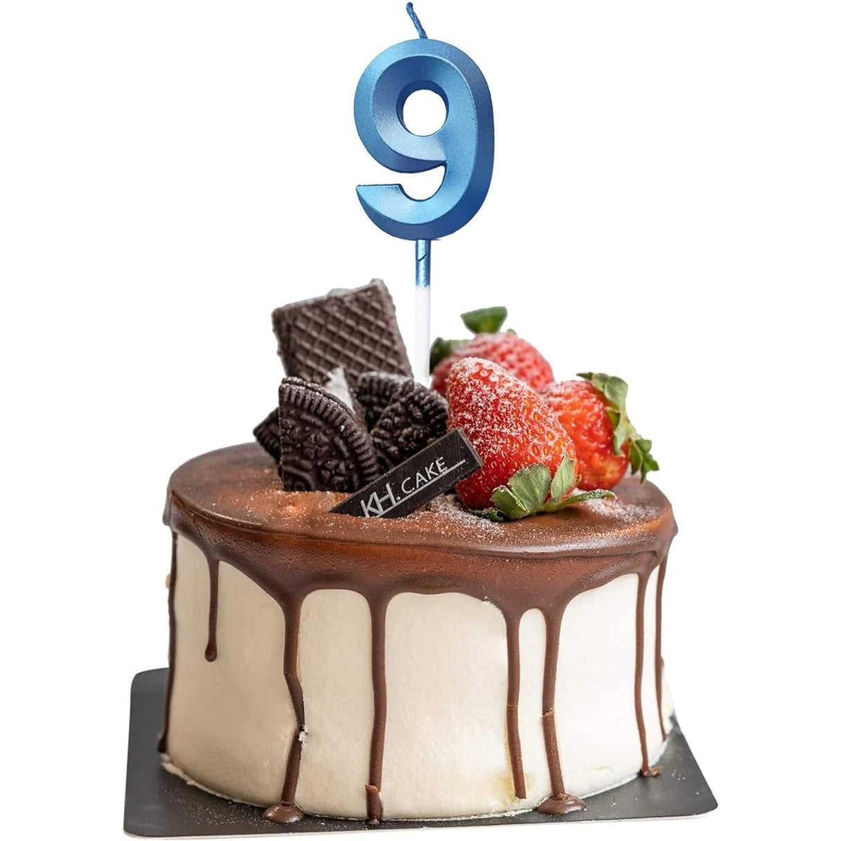 Lumanare Cifra 9, Flippy, Model Diamond, 5 x 3.4 cm, Albastru - vivimall.ro