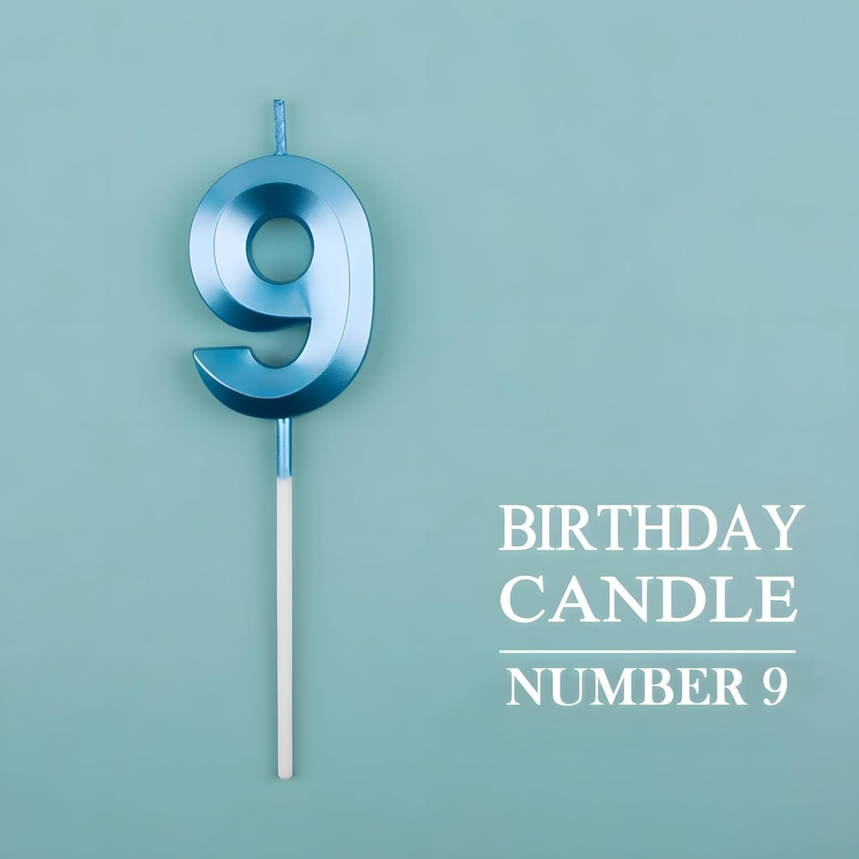 Lumanare Cifra 9, Flippy, Model Diamond, 5 x 3.4 cm, Albastru - vivimall.ro