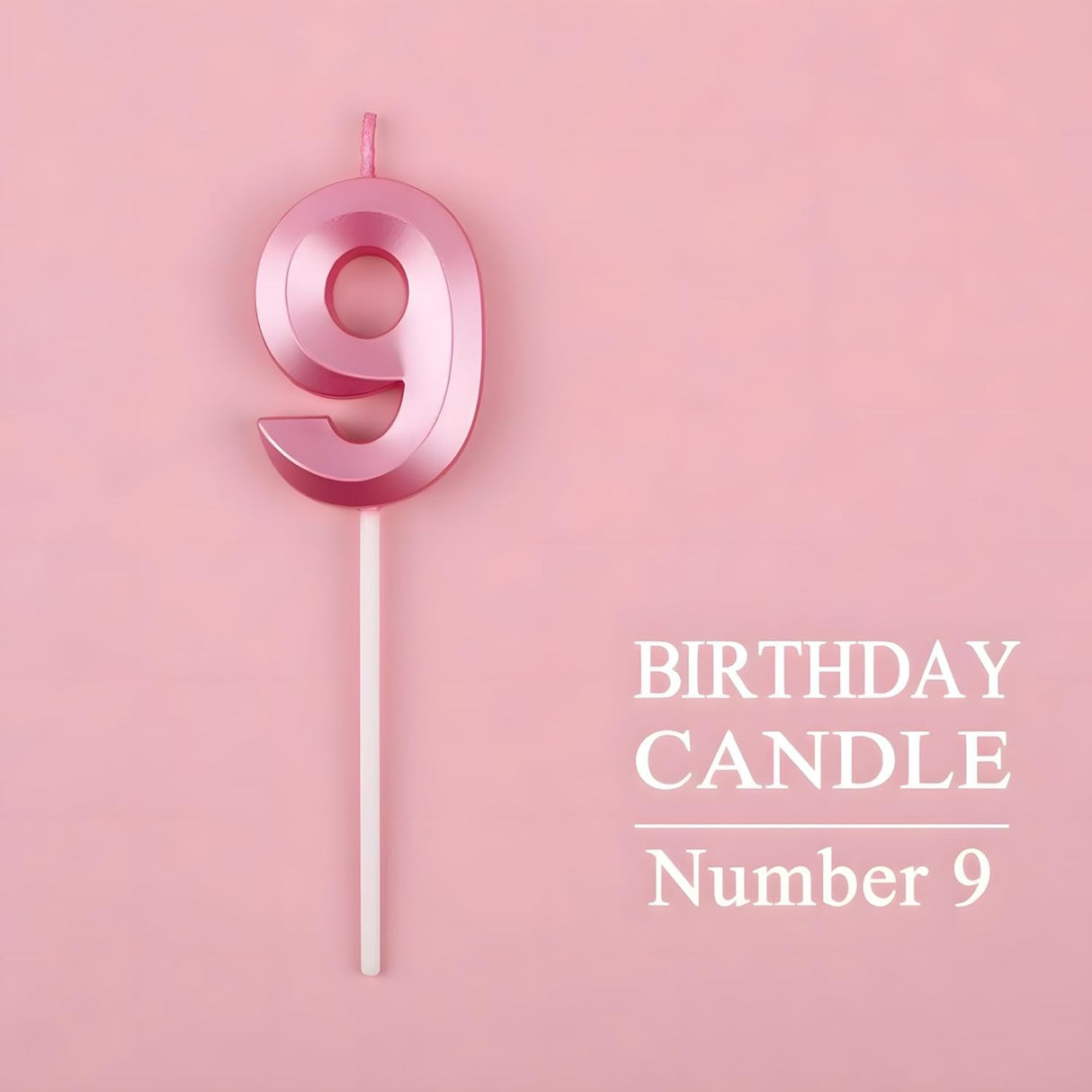 Lumanare Cifra 9, Flippy, Model Diamond, 5 x 3.4 cm, Roz - vivimall.ro