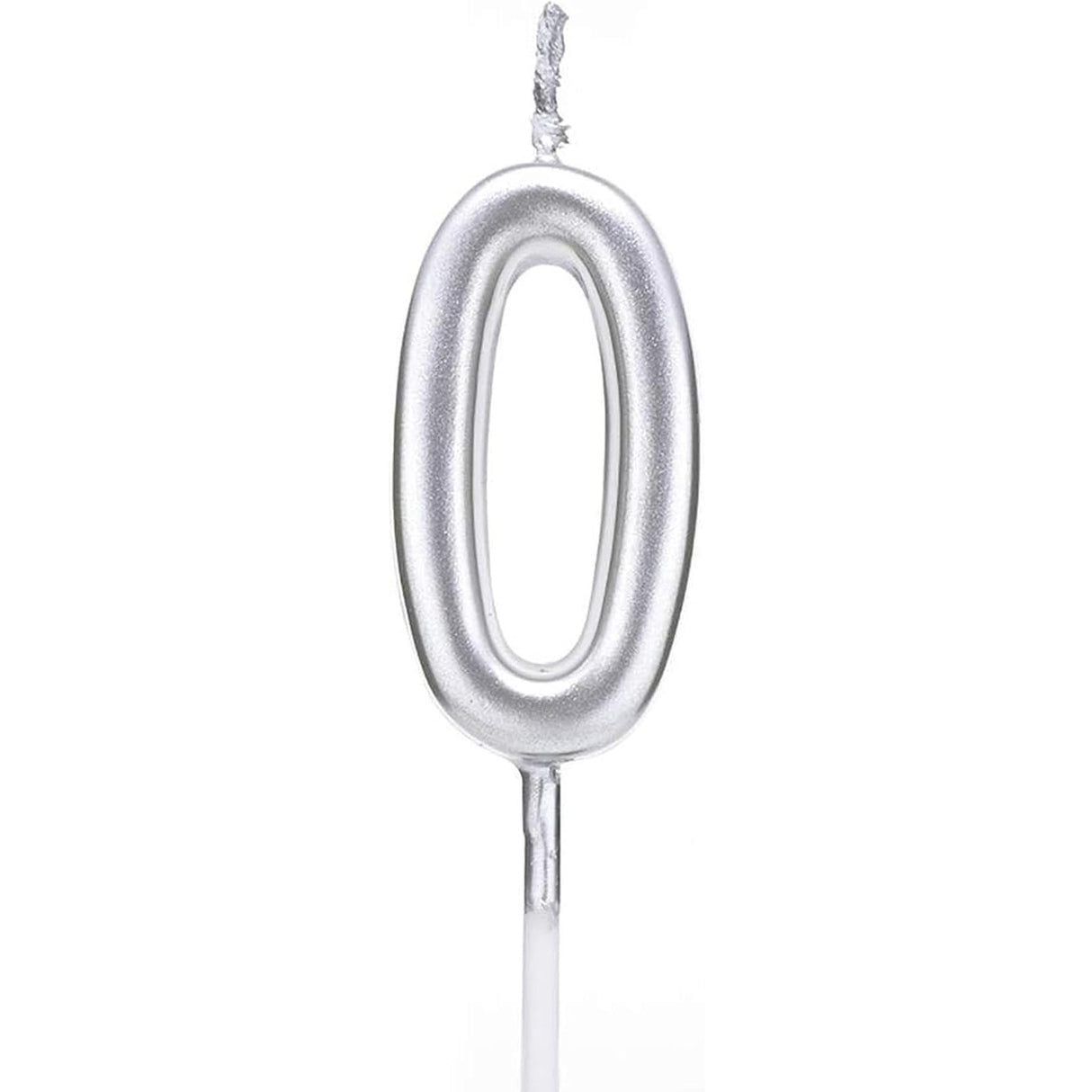 Lumanare de Tort, Vivimall, Model Cifra 0, Party, 4.5 x 2.5 cm, din Parafina, Argintiu - vivimall.ro