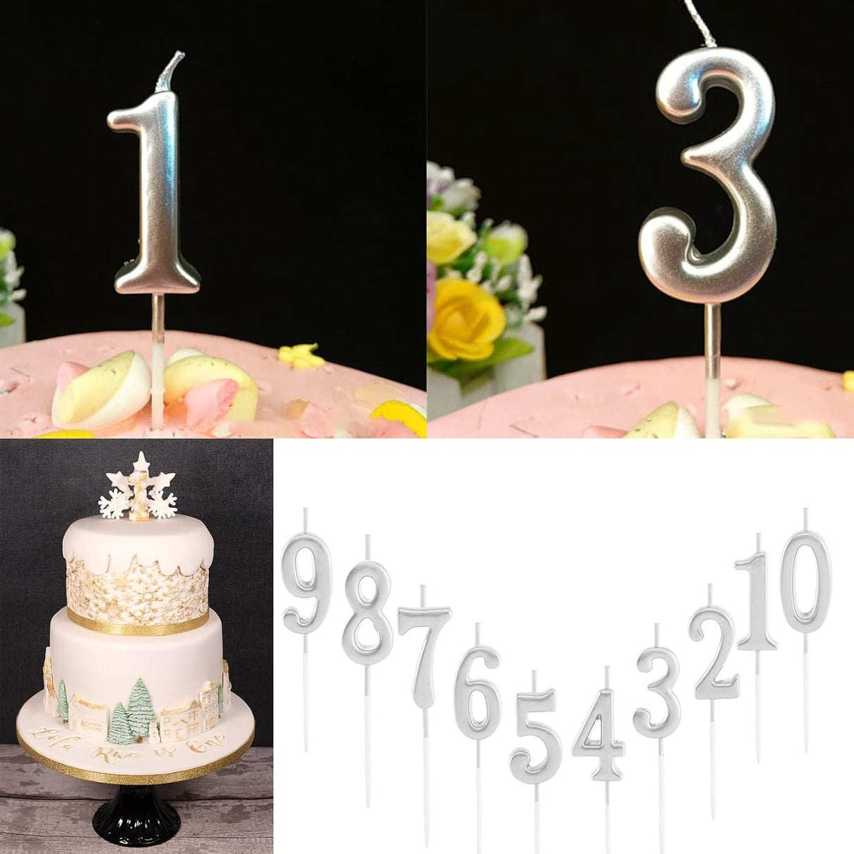 Lumanare de Tort, Vivimall, Model Cifra 0, Party, 4.5 x 2.5 cm, din Parafina, Argintiu - vivimall.ro