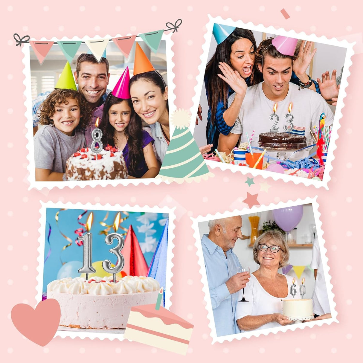 Lumanare de Tort, Vivimall, Model Cifra 1, Party, 4.5 x 2.5 cm, din Parafina, Argintiu - vivimall.ro