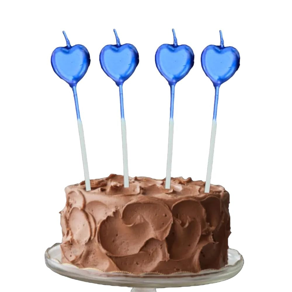 Lumanare de Tort, Vivimall, Model Inima, Party, 8.5 x 3 cm, Albastru - vivimall.ro