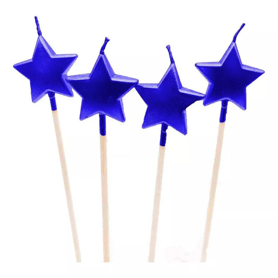 Lumanare de Tort, Vivimall, Model Steluta, Party, 8.5 x 3.2 cm, Albastru - vivimall.ro