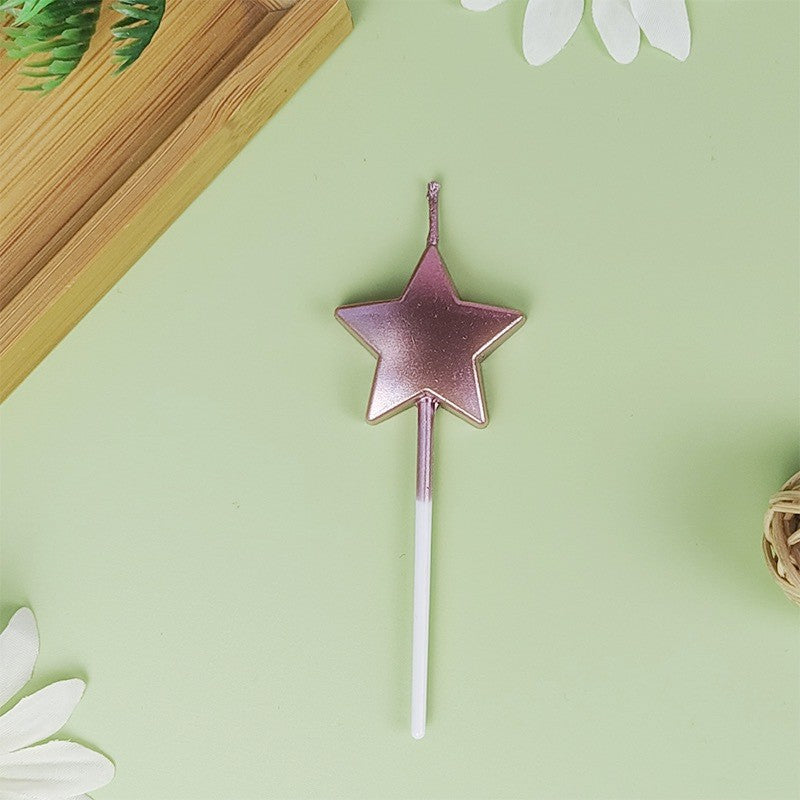 Lumanare de Tort, Vivimall, Model Steluta, Party, 8.5 x 3.2 cm, Roz Auriu - vivimall.ro