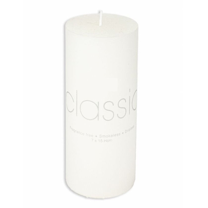 Lumanare Decorativa, Vivimall, din Parafina, Cilindrica, Fara Fum si Fara Parfum, 7 x 15 cm, 500 g, Ardere 72h, Ivory Alb - vivimall.ro