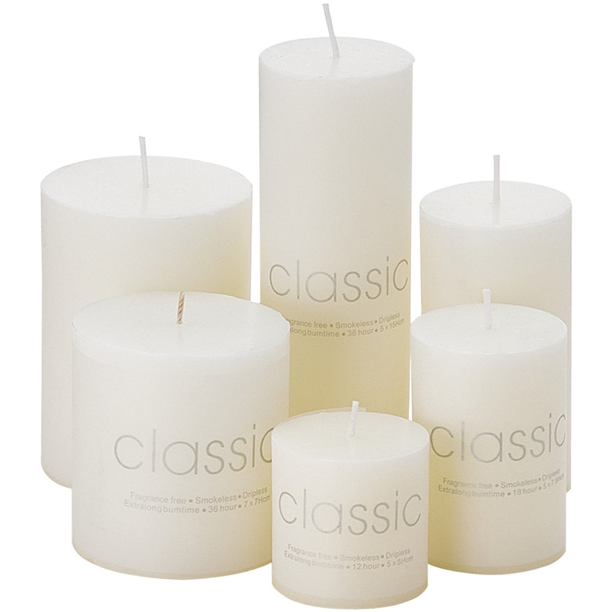 Lumanare Decorativa, Vivimall, din Parafina, Cilindrica, Fara Fum si Fara Parfum, 7 x 7 cm, 260 g, Ardere 36h, Ivory Alb - vivimall.ro