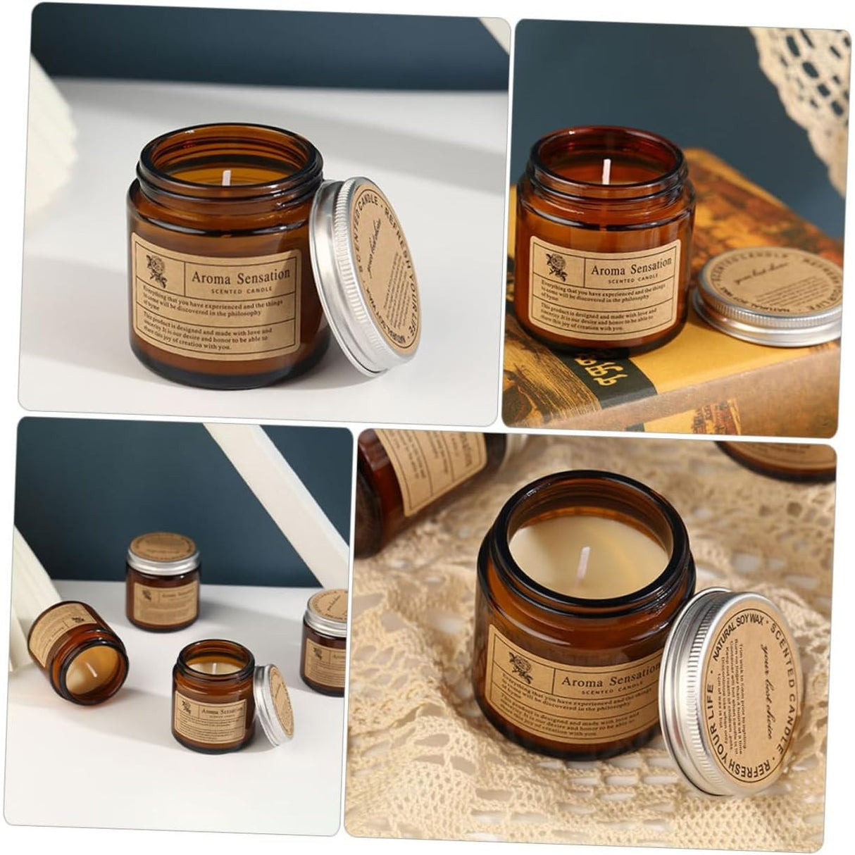 Lumanare Parfumata, Vivimall, Model Borcan Maro, Aroma de Clopotei, din Ceara Vegetala, 6 x 6.5 x 6.5 cm, Maro - vivimall.ro