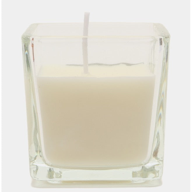 Lumanare Parfumata, Vivimall, Model Pahar Transparent, cu Ulei Esential, 4.8 x 5.4 x 5.5 cm, Aroma de Iasomie, Alb - vivimall.ro