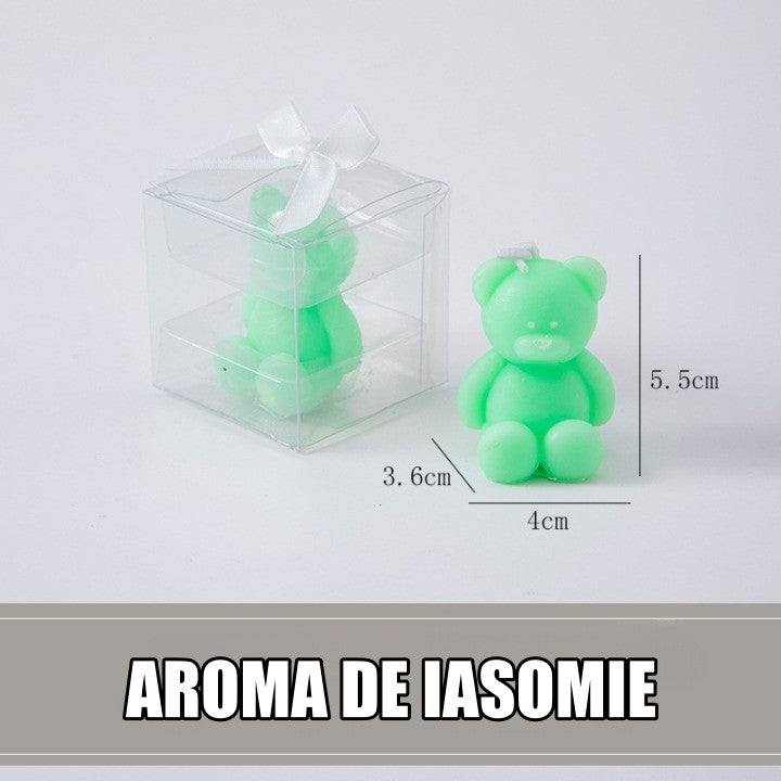 Lumanare Parfumata, Vivimall, Model Ursulet, Verde, Aroma de Iasomie, 5.5x3.6x4 cm - vivimall.ro