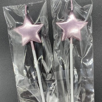 Lumanare de Tort, Vivimall, Model Steluta, Party, 8.5 x 3.2 cm, Roz Auriu - vivimall.ro