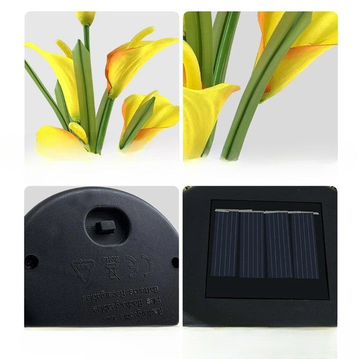 Lumina solara LED tip Crin cu 5 flori, inaltime 75 cm, pentru gradina, Vivimall - vivimall.ro