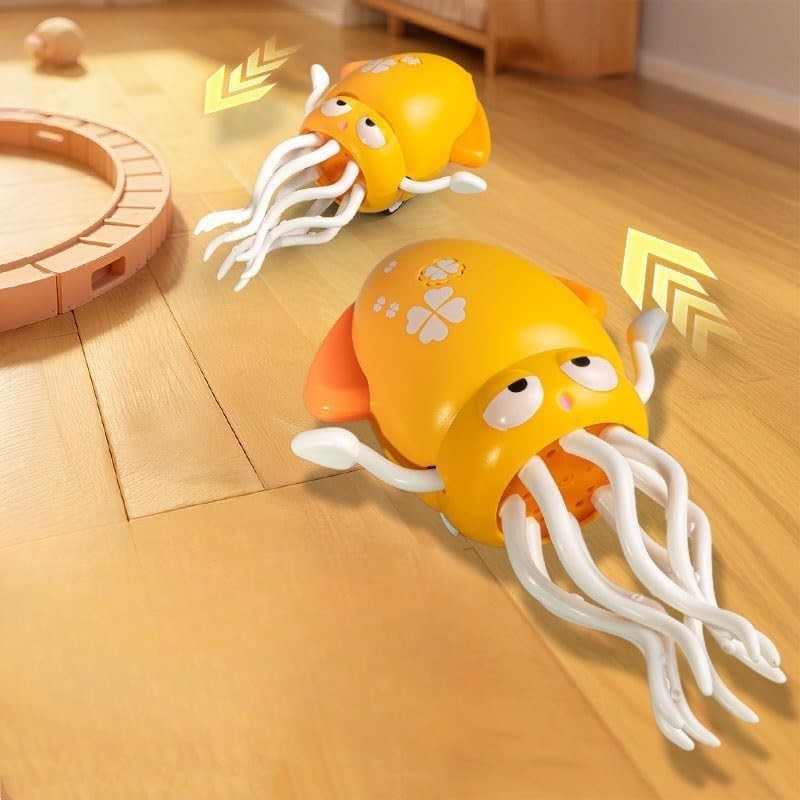 Caracatita Dansatoare, Flippy, +3 Ani, 3 Moduri, din ABS, Incarcare USB, cu Undita Inclusa, 12.6 x 7.6 x 20.7 cm, Galben - vivimall.ro