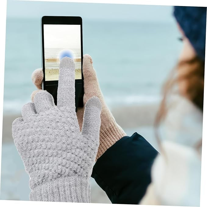 Manusi de Dama, Flippy, Functie Touchscreen (ecran tactil), Material Acril Tricotat, Manseta Elastica, Interior Catifelat, Marime Universala, Gri - vivimall.ro