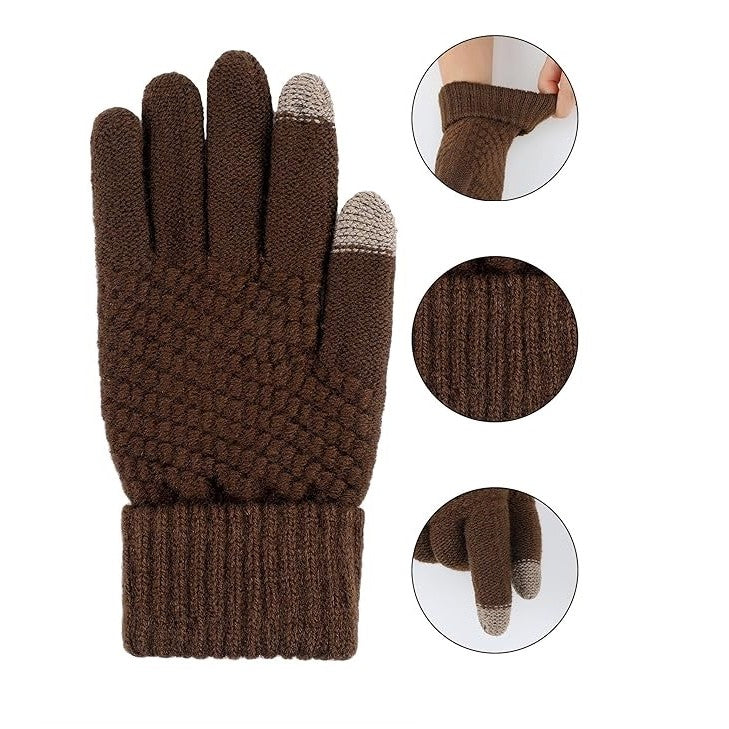 Manusi de Dama, Flippy, Functie Touchscreen (ecran tactil), Material Acril Tricotat, Manseta Elastica, Interior Catifelat, Marime Universala, Maro - vivimall.ro