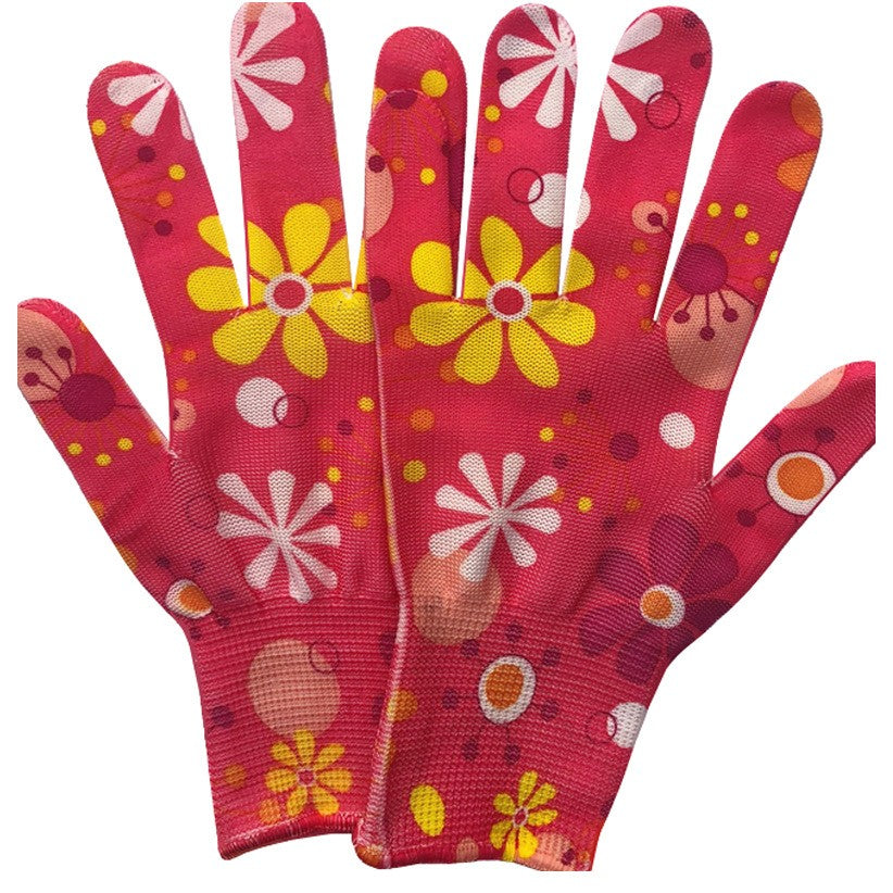 Manusi de Gradinarit, Flippy, din Nailon, Marime Universala 20 cm, Model Inflorat, Antiderapante, Multicolor - vivimall.ro