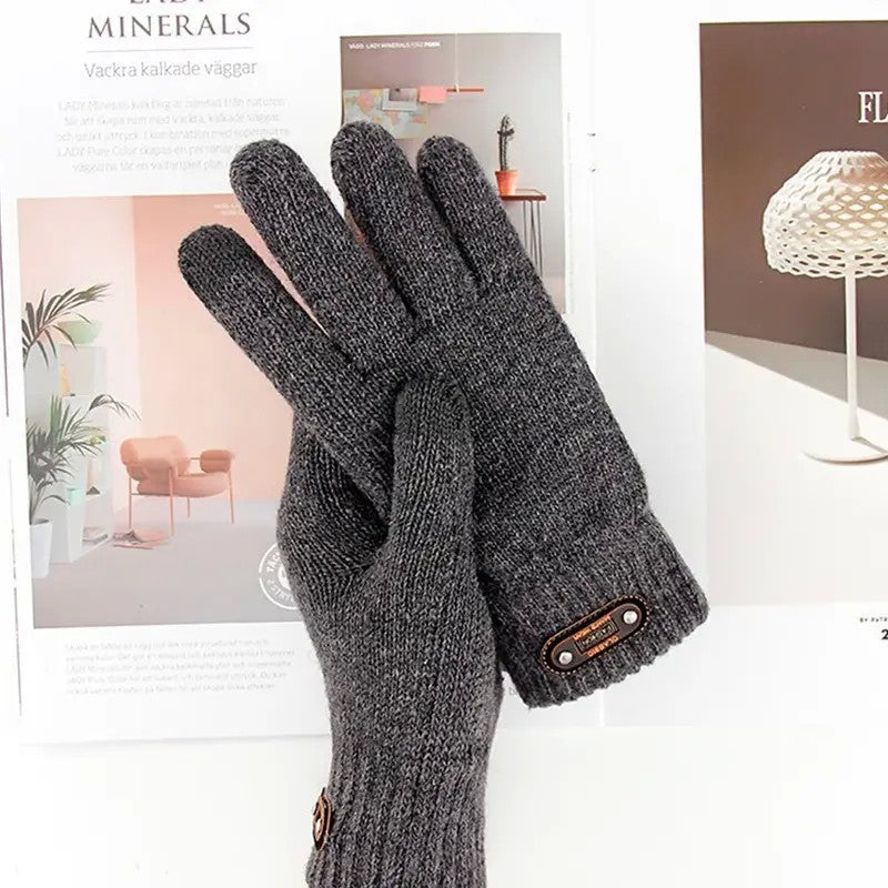 Manusi de Barbat, Vivimall, Model Tricotat, Functie Touchscreen (ecran tactil), Material Acril, Manseta Elastica, Interior Catifelat, Marime Universala, Gri - vivimall.ro