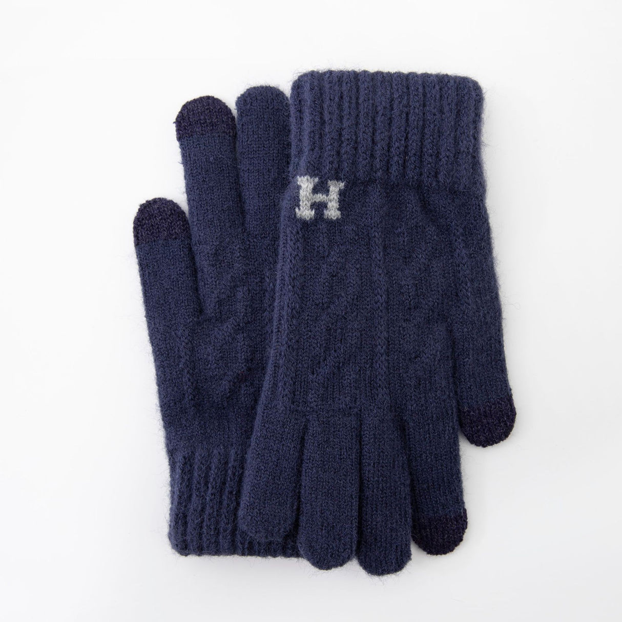 Manusi de Barbat, Vivimall, Model H, Functie Touchscreen (ecran tactil), Material Acril Tricotat, Manseta Elastica, Interior Catifelat, Marime Universala, Albastru Marin - vivimall.ro