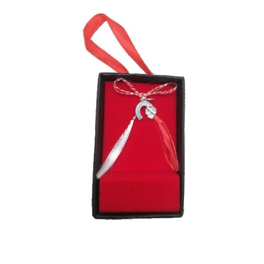 Martisor Argint 925 Potcoava cu Trifoi 5cm x 8cm - vivimall.ro