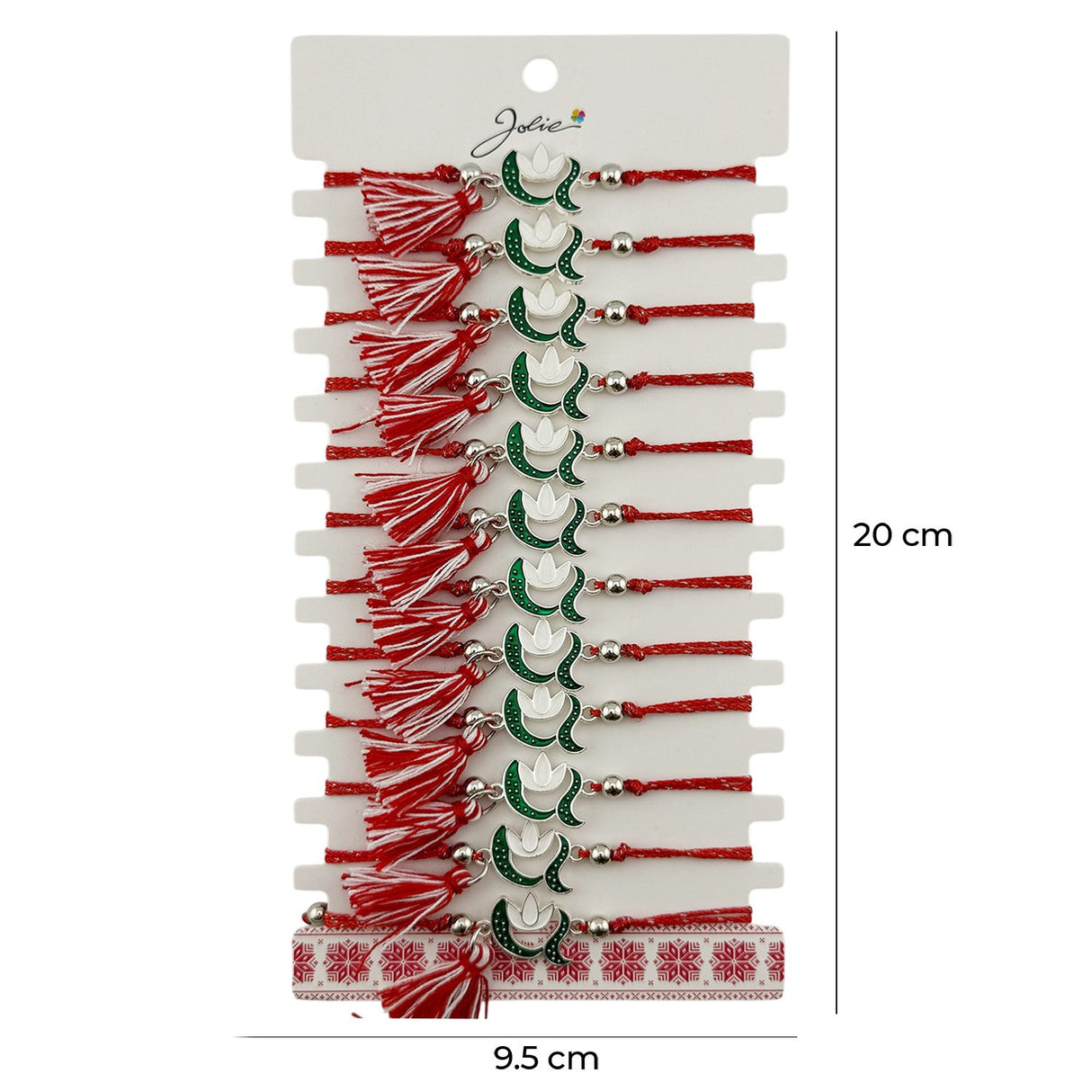 Set complet 12 brățări mărțișor Jolie model Ghiocel, roșu și alb, aranjate pentru cadou 1 Martie